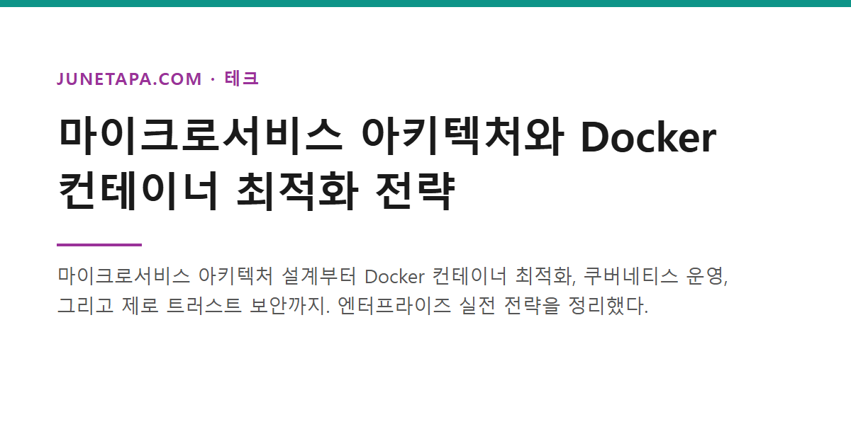 마이크로서비스와 Docker 컨테이너 최적화 전략