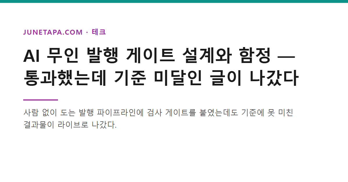 AI 무인 발행 게이트 설계와 함정 - 통과했는데 기준 미달인 글이 나갔다