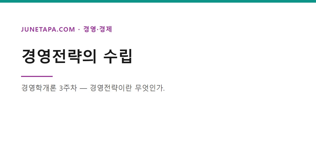 경영전략의 수립