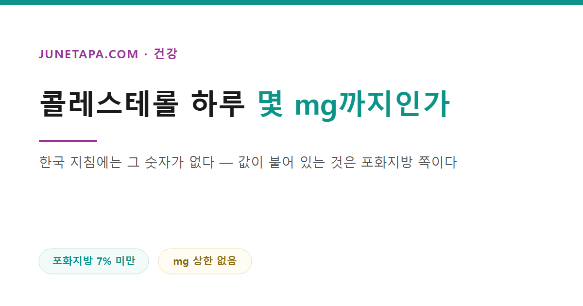 콜레스테롤 하루 몇 mg까지인가