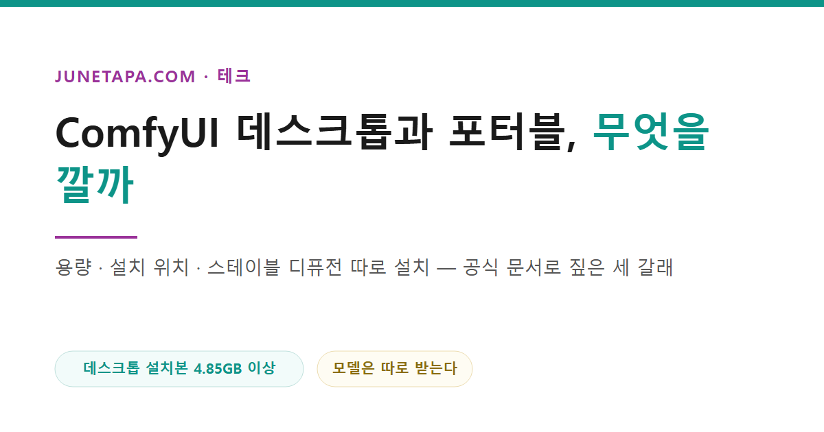 ComfyUI 데스크톱과 포터블, 무엇을 깔까