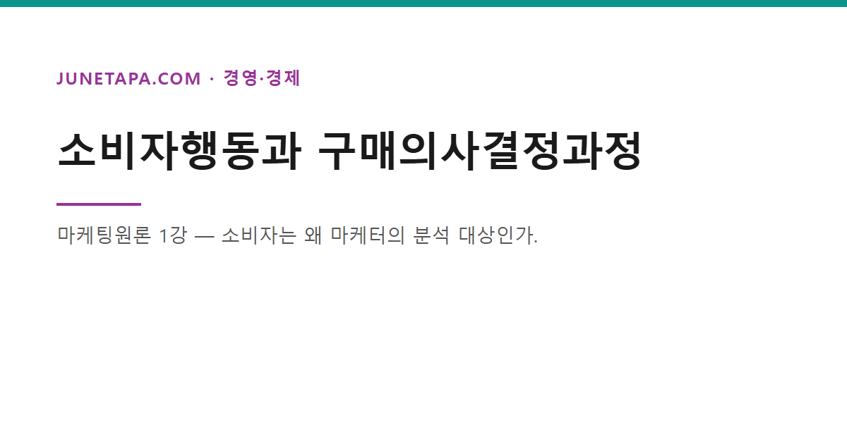 소비자행동과 구매의사결정과정 글