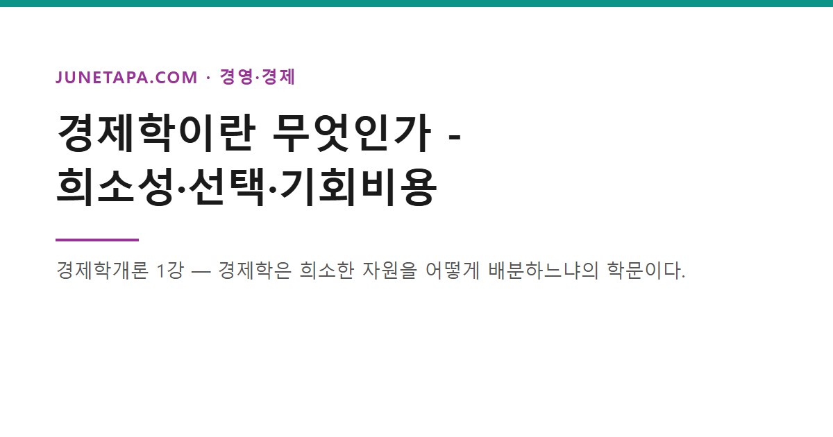 경제학개론 희소성과 기회비용 글