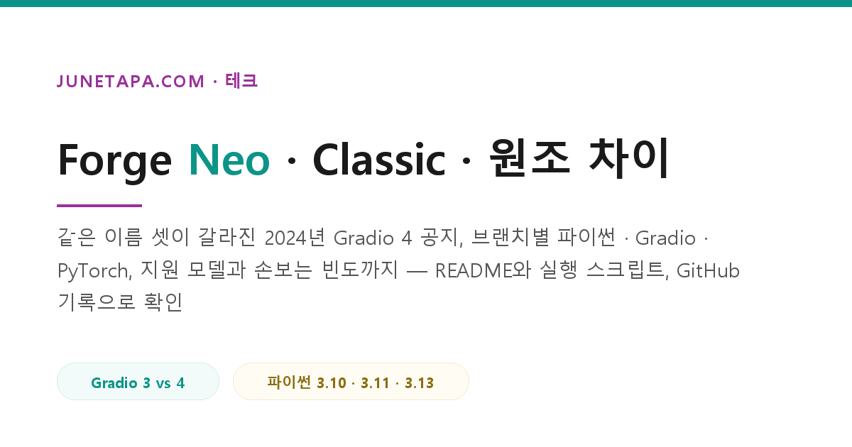 Forge Neo · Classic · 원조 Forge 차이