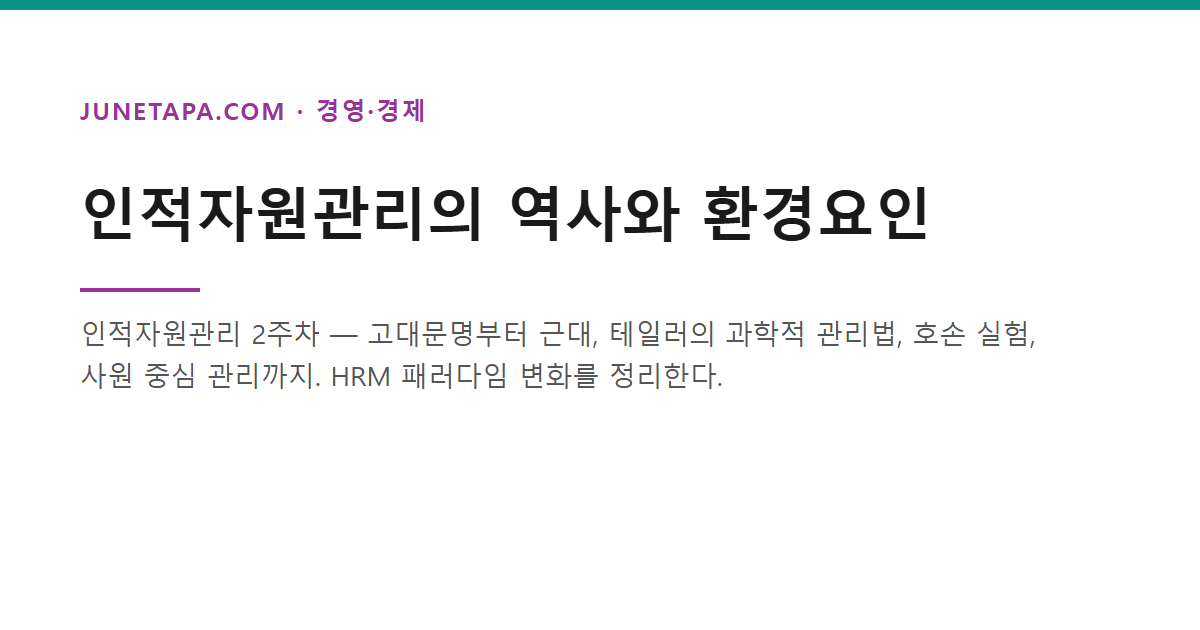 인적자원관리의 역사와 환경요인