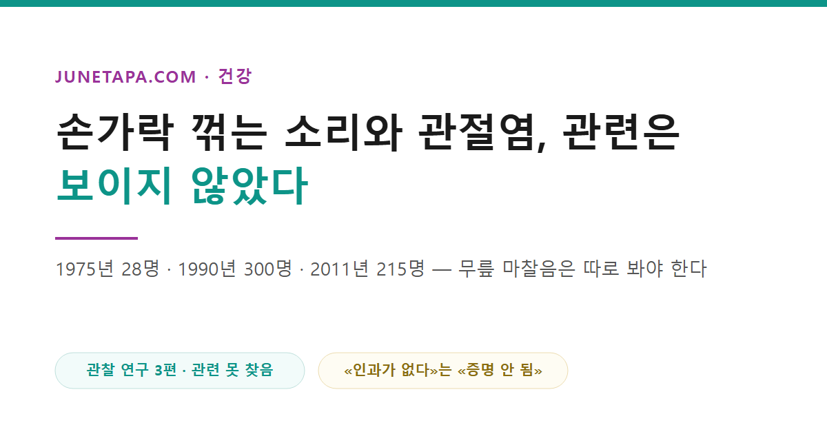 관절 꺾는 소리와 관절염