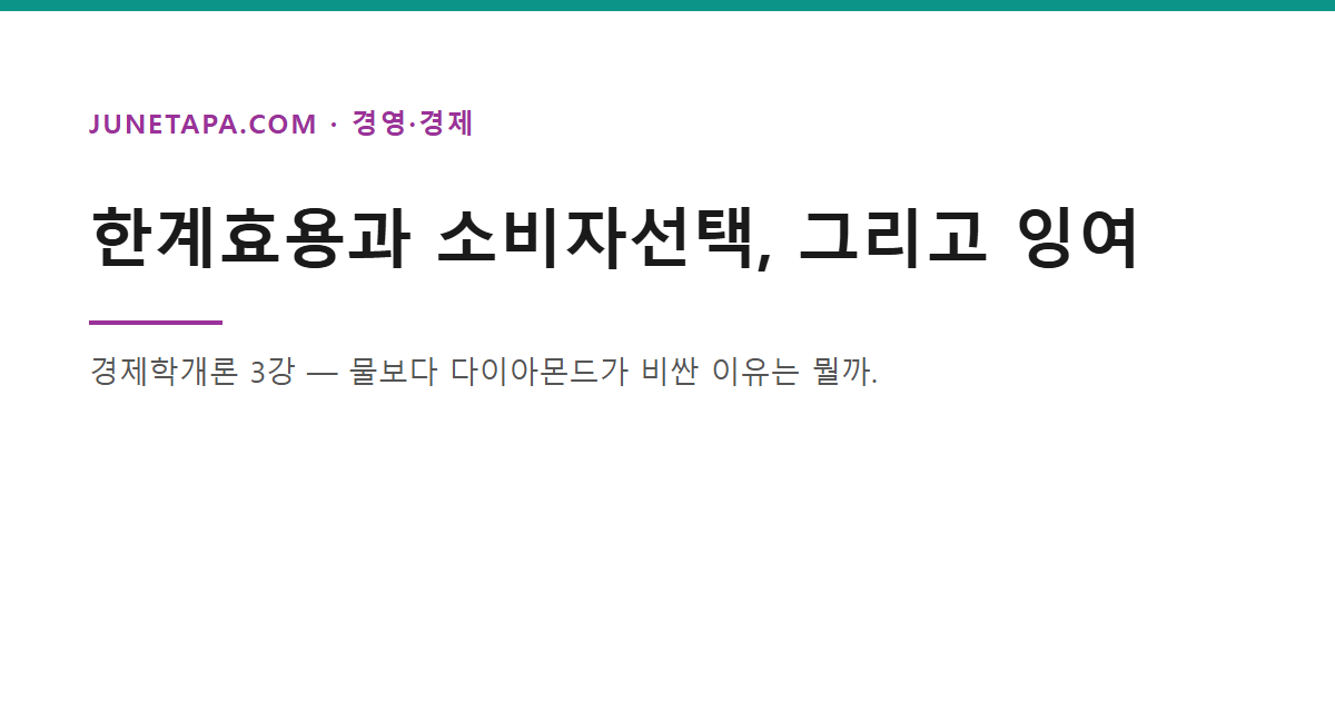 경제학개론 한계효용과 소비자선택 글
