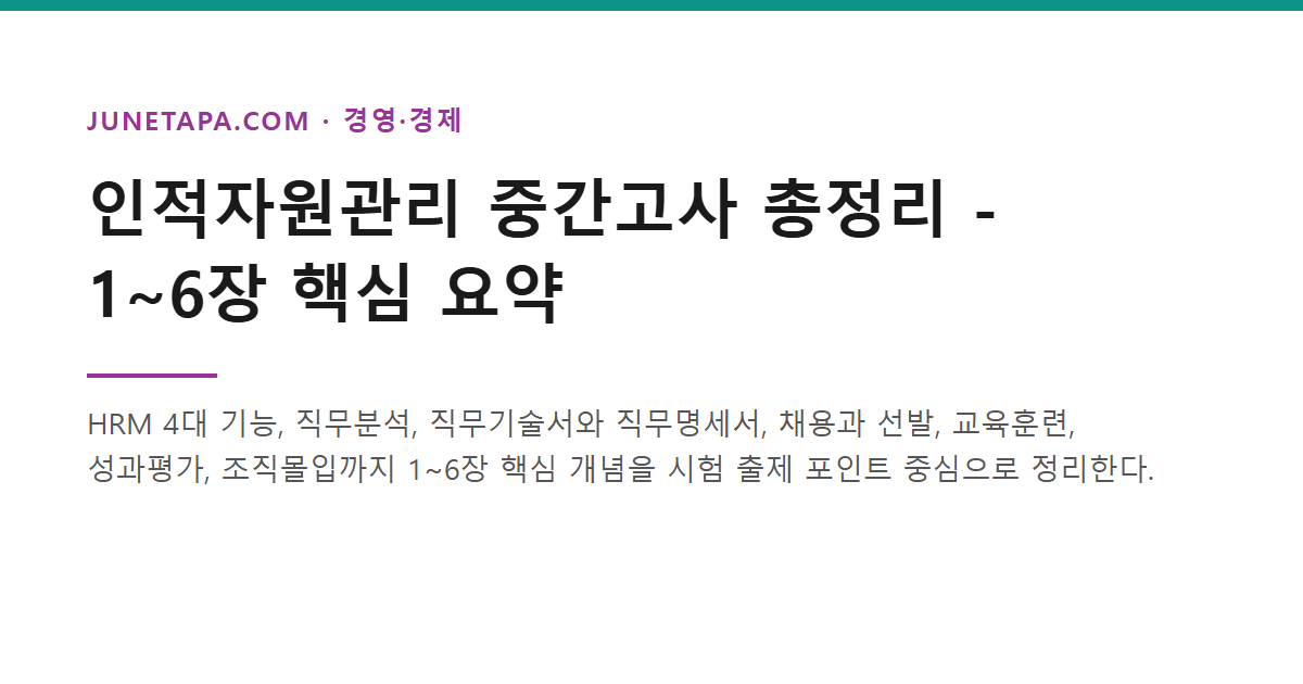 중간고사 총정리 : 1~6장 핵심 요약
