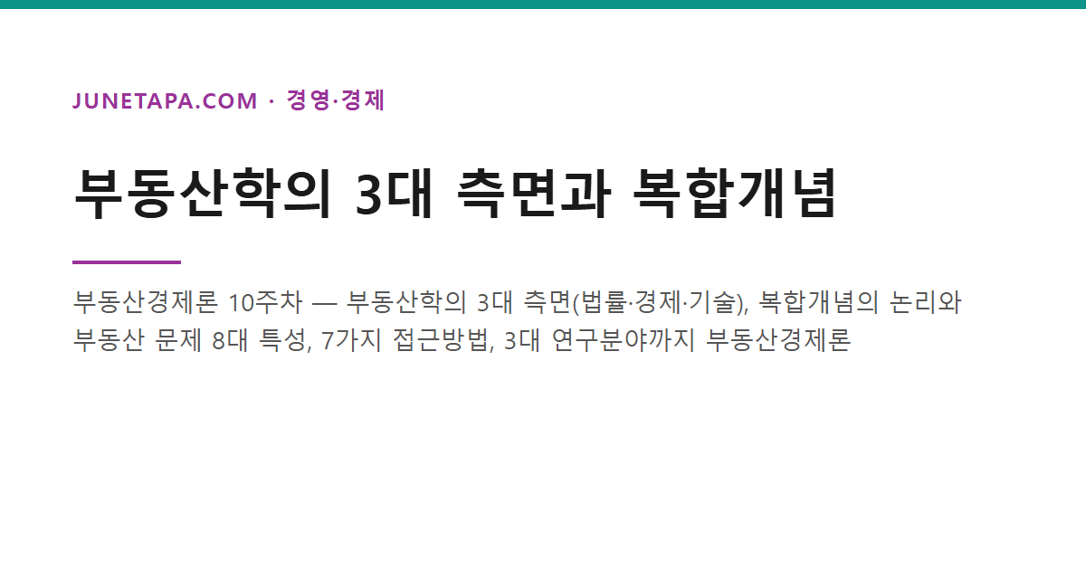 부동산학의 3대 측면과 복합개념